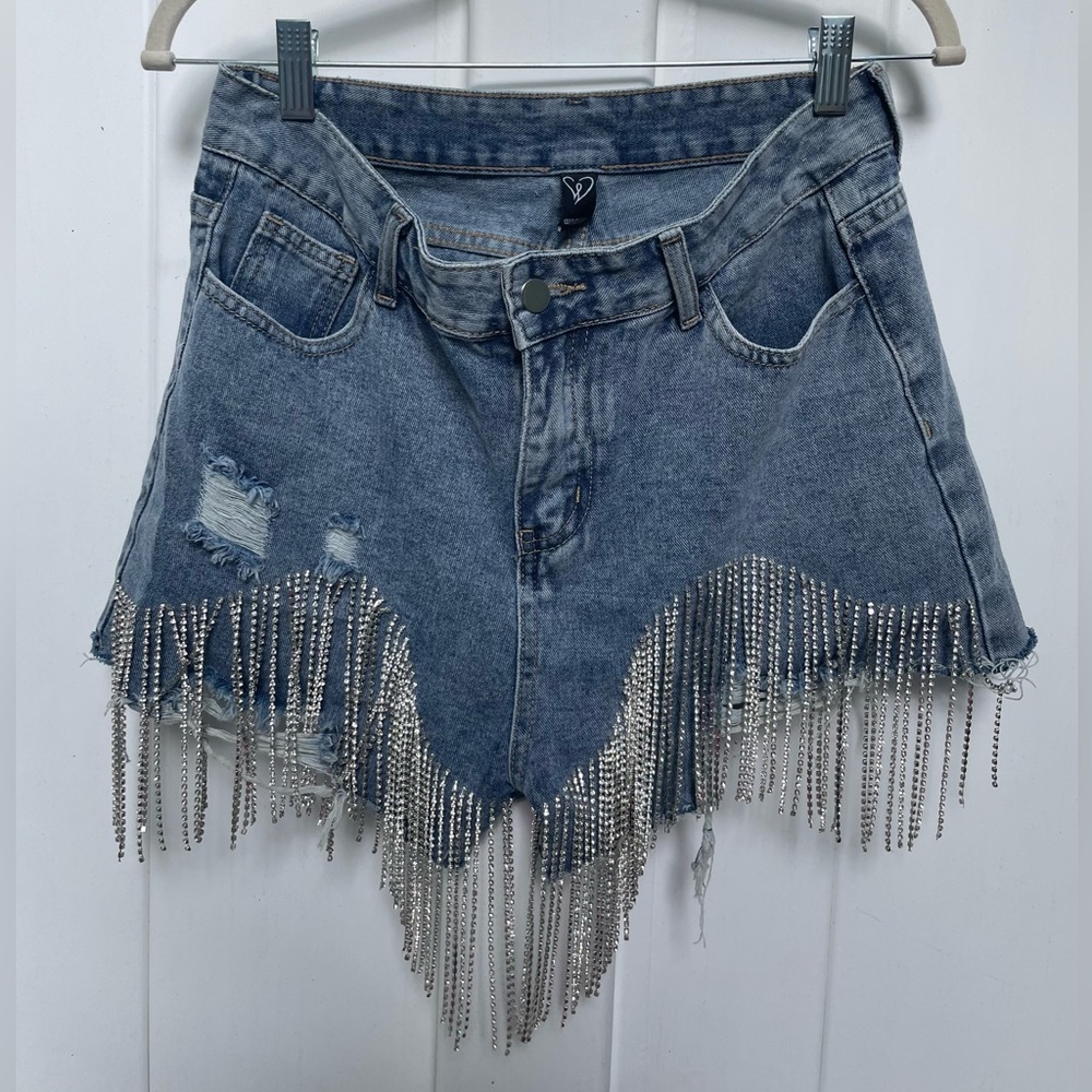 Sparkle fringe Jean shorts!!